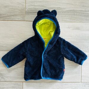 Magnetic Me Navy Blue Fleece Hoodie with Lime Green Lining and Blue Trim